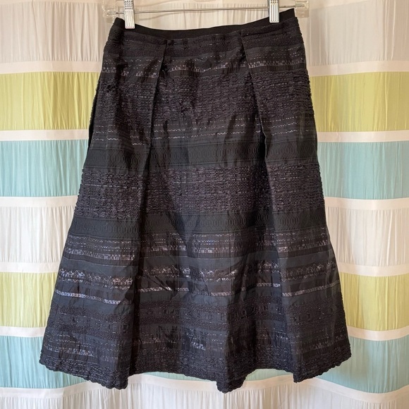 Piazza Sempione Lace Textured Midi Skirt Black Sz 42 - Picture 7 of 9